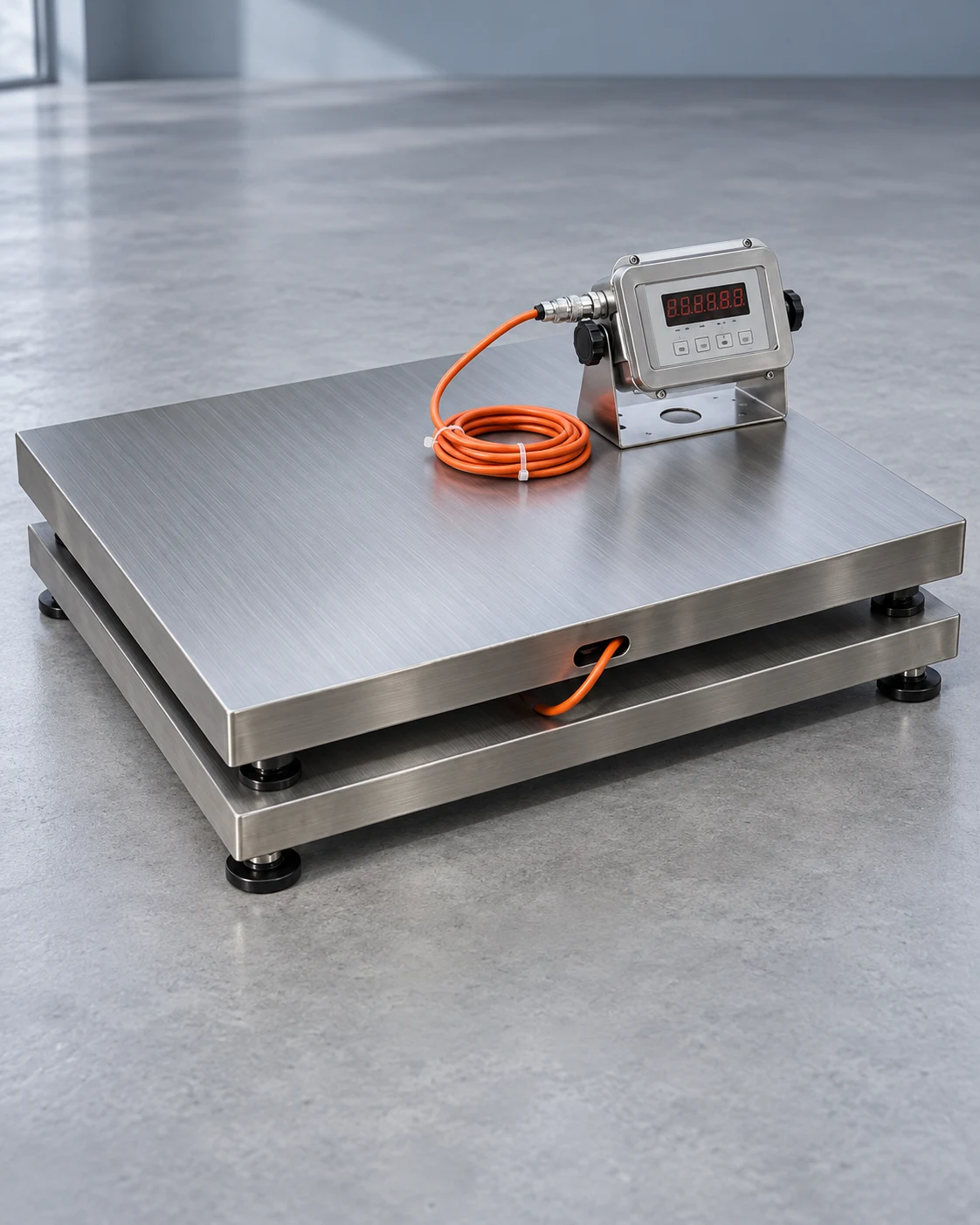 Stainless weighing platform with an enclosed weighing indicator